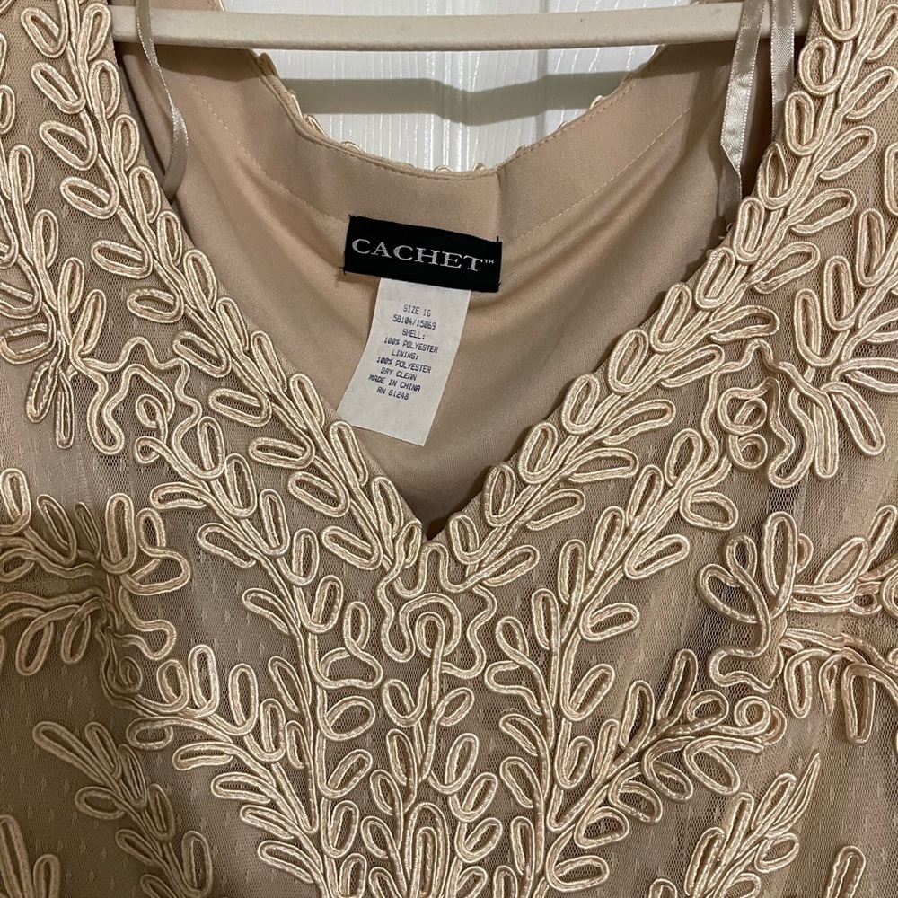 Cachet Beige Embroidered evening gown